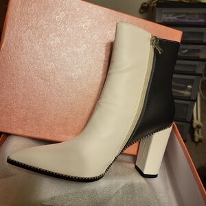 Elegant Black and White Ankle Boots